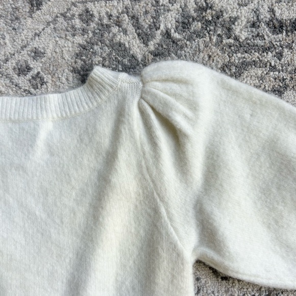 English Factory puff sleeve crop cardigan - size small - cream - wool blend - Picture 4 of 6